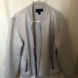 Men’s Silver-Grey Bomber Jacket by INC, Size L